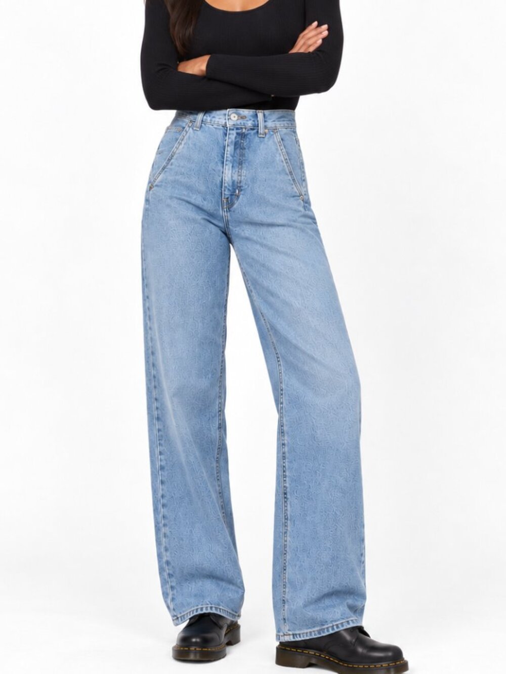 Levi Strauss Signature Heritage High Rise Loose Straight Jeans 8 Light Wash